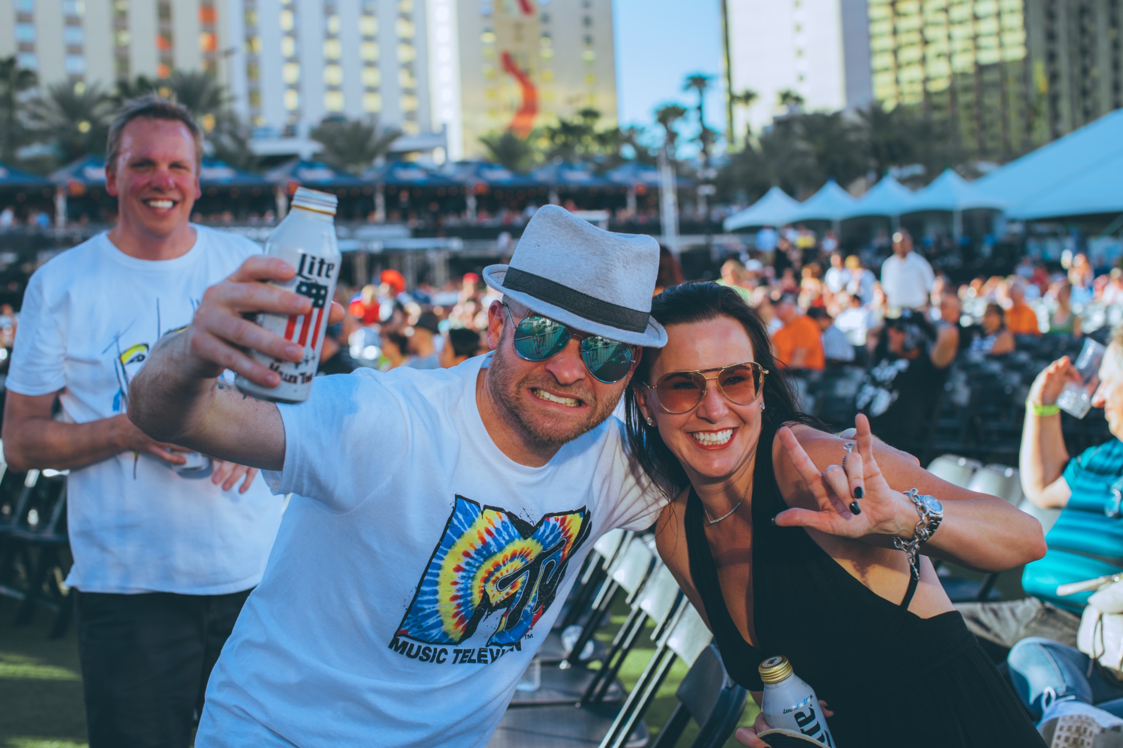 man wearing 80s concert shirt back to the future