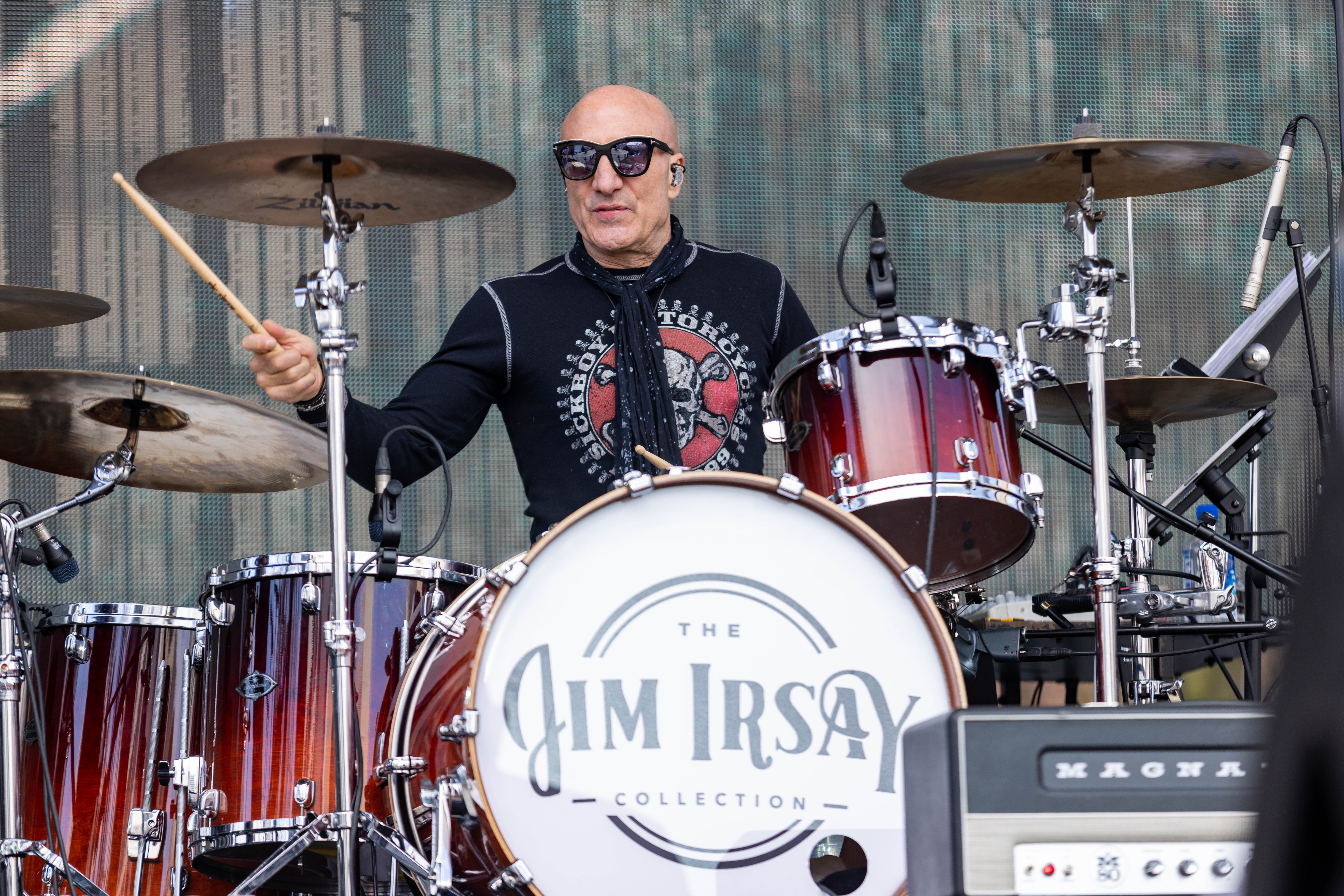 Kenny Aranoff playing the drums at the Jim Irsay Collection & Concert